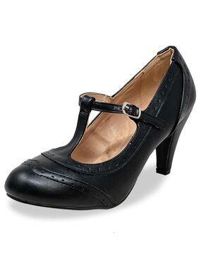 Chase + Chloe Black Kimmy-51C Round Toe Mary Jane Heels - Size 9